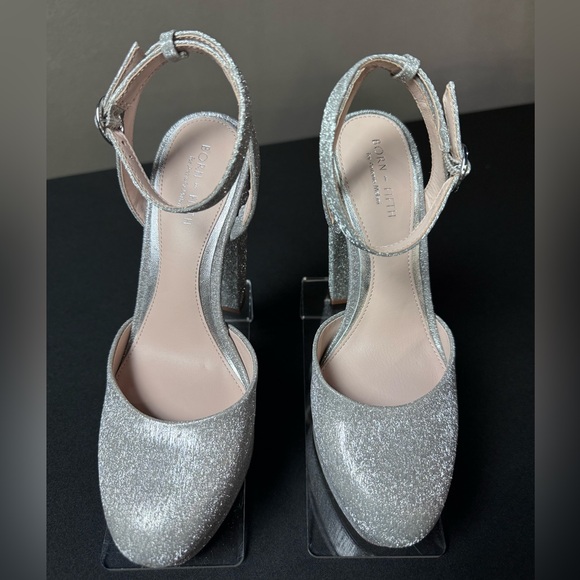 NWOT Born on Fifth Liv Metallic Glitter Closed Toe Platform Pumps - Picture 2 of 5
